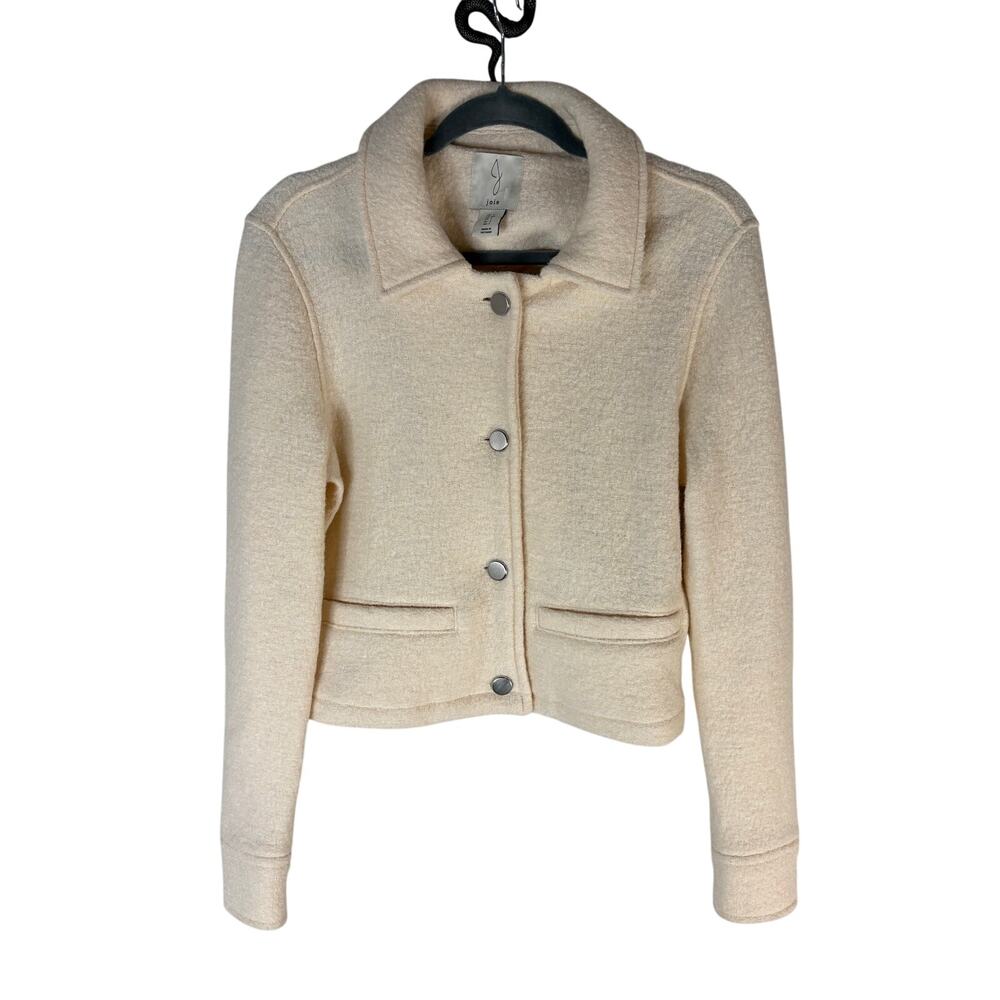 Joie Wool Blend Cropped Jacket Button Front Minimalist Quiet Luxury Old Money S